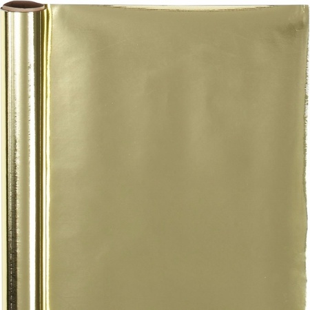 6x Rolls kraft wrapping paper happy birthday pack - metallic gold 200 x 70/50 cm