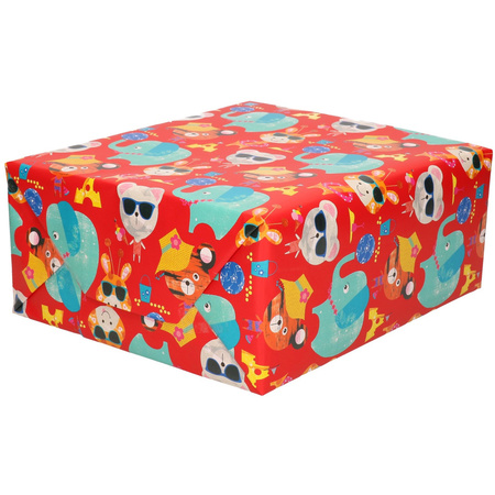 Wrapping paper with elephant / cat 200 x 70 cm on a roll