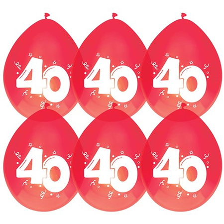 Jubilee/birthday 40 years balloons set 6x party decorations red