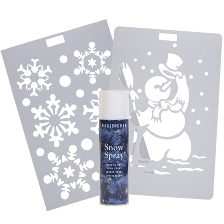 Kerst raamsjablonen - 2x st - sneeuwpop en sneeuwvlokken - incl. sneeuwspray