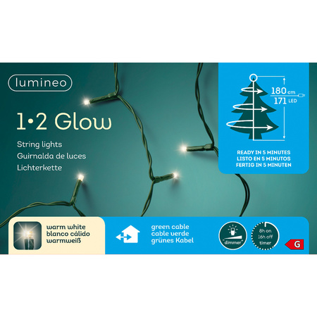 Christmas lights 1-2 glow outdoor 180 lights 180 cm with timer