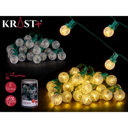 Kerstverlichting/party lights 30x warm witte LED bolletjes 600 cm op batterijen
