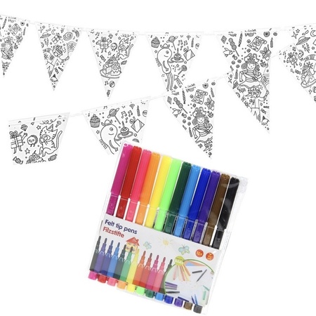 Craft paper flagline to color with markers