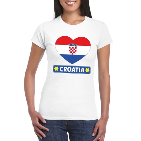 Kroatische vlag in hartje shirt wit dames