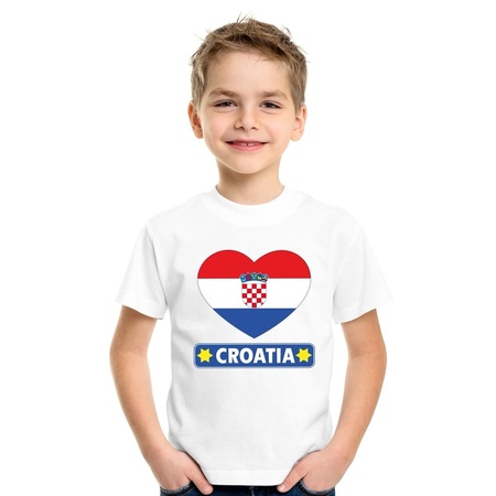 Kroatische vlag in hartje shirt wit kind
