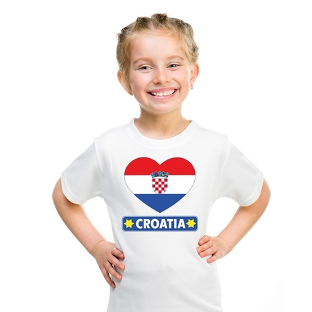 Kroatische vlag in hartje shirt wit kind