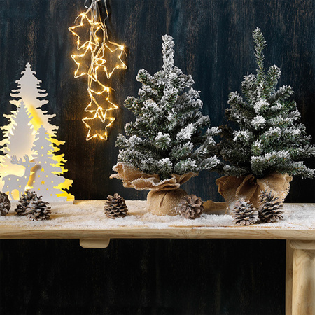Mini snowy christmas tree 45 cm - incl. christmas lights 300 cm - 40 colored leds