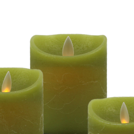 LED candles set 3x pcs - moss green