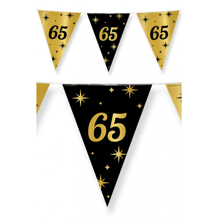 Leeftijd verjaardag feestartikelen pakket vlaggetjes/ballonnen 65 jaar zwart/goud