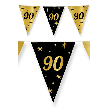 Leeftijd 90 jaar verjaardag versiering pakket zwart/goud 2-soorten