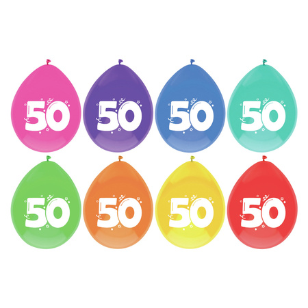 Birthday 50 years decorations - 16x theme balloons - 1x happy birthday guirlande 300 cm