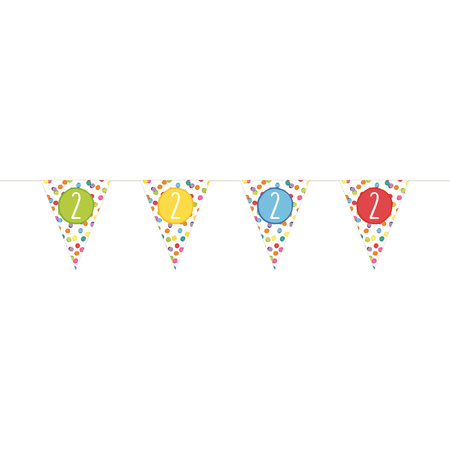 Birthday decorations 2 years theme bunting flags paper 600 cm