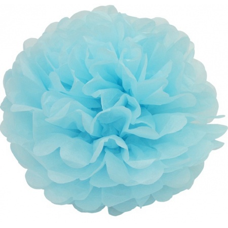 Lichtblauwe bloem pompom 25 cm
