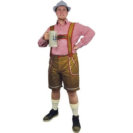Light brown Tyrolean lederhosen dress up costume/pant for adults