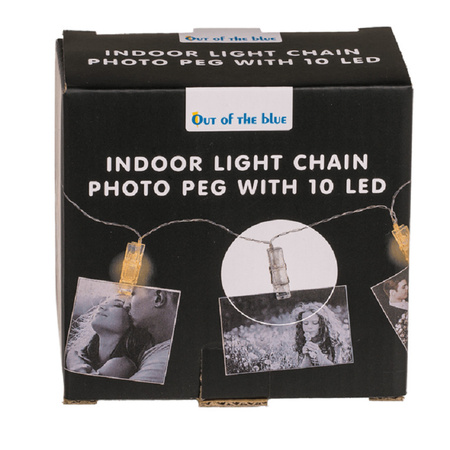 Lichtslinger met LED verlichte knijpertjes- warm wit - 160 cm - kerstkaarten ophangen