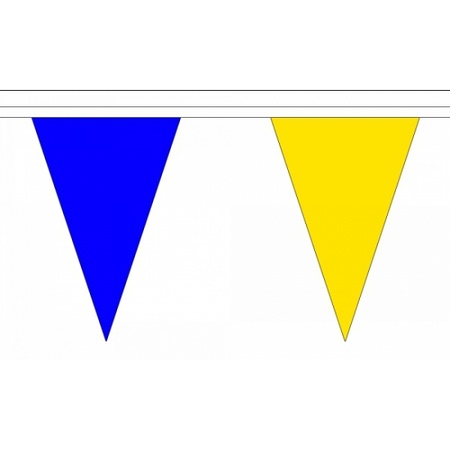 Blauw met gele lange vlaggenlijn 20 meter