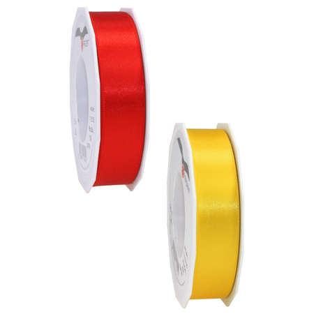 Luxery satin ribbon 2.5cm x 25m - yellow and red