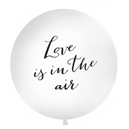 Mega ballonnen wit met Love is in the air tekst dia 100 cm