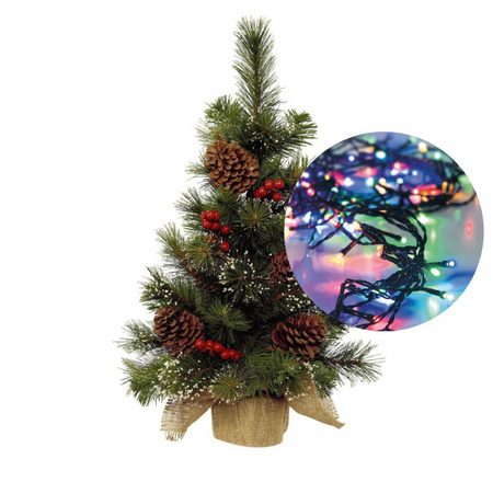 Mini christmas tree 45 cm - incl. christmas lights 300 cm - 40 colored leds