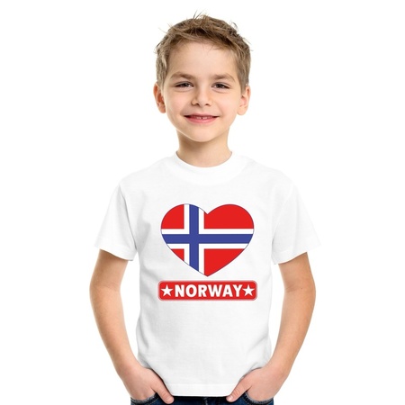 Noorse vlag in hartje shirt wit kind