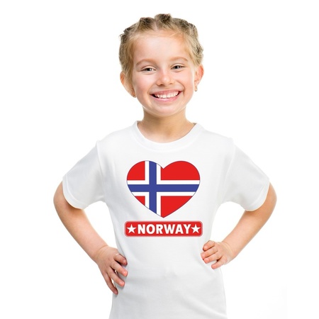 Noorse vlag in hartje shirt wit kind