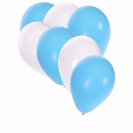 Octoberfest colors balloons 60x pieces blue/white 27 cm