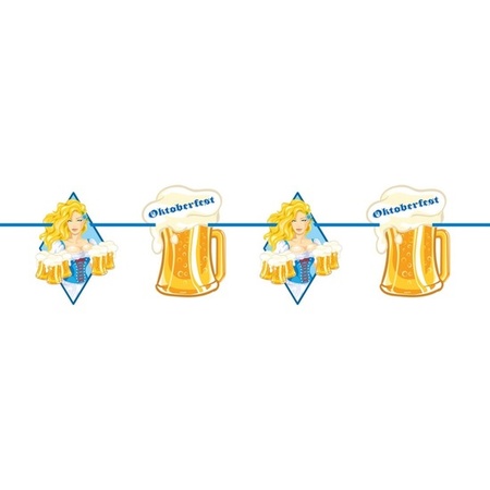 Oktoberfest/beer party bunting with blonde woman 10 m