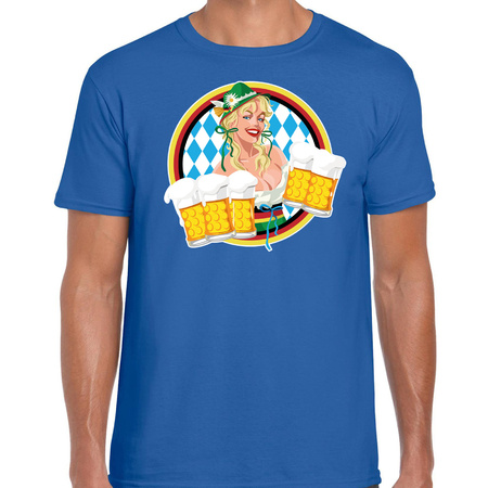 Oktoberfest verkleed t-shirt voor heren - Duits bierfeest kostuum/kleding - blauw