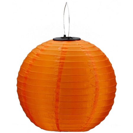 Orange round solar lantern 30 cm