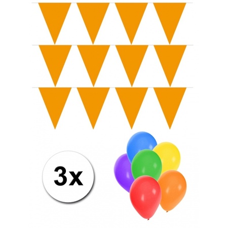 Package 3x orange bunting incl free balloons