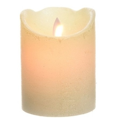 Pearl white LED candle flickering 10 cm