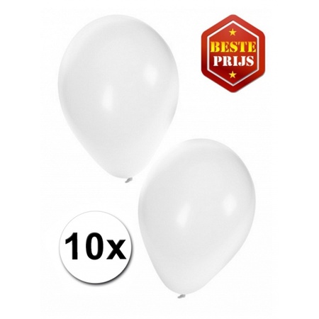 Party ballonnen - 10x stuks - wit - 27 cm