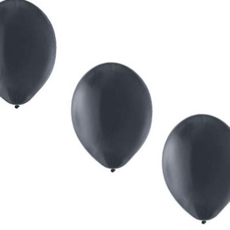 50x ballonnen - 27 cm -  zwart  / rode versiering
