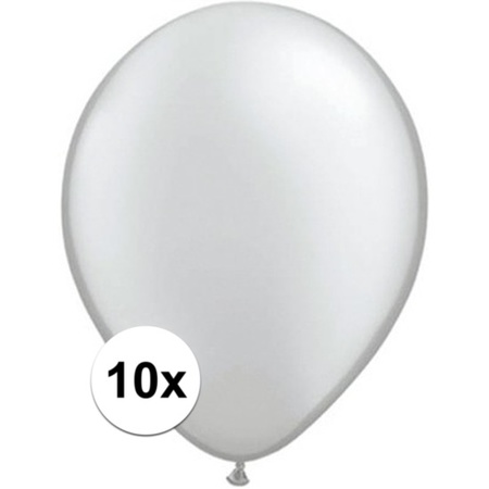 Ballonnen qualatex metallic zilver 10 stuks