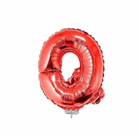 Red inflatable letter balloon Q on a stick