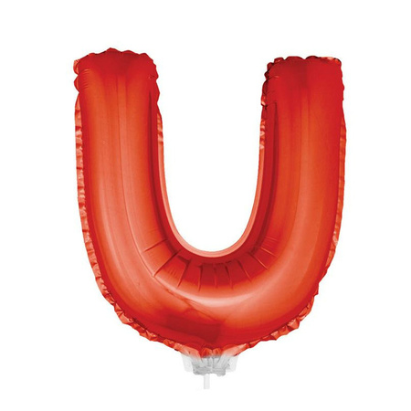 Red inflatable letter balloon U on a stick