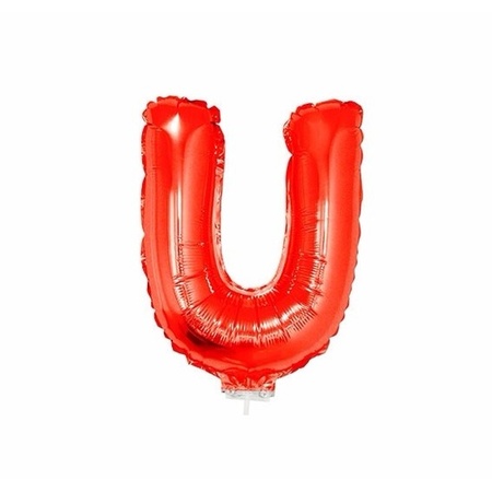 Red inflatable letter balloon U on a stick