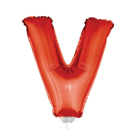 Red inflatable letter balloon V on a stick