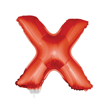 Red inflatable letter balloon X on a stick