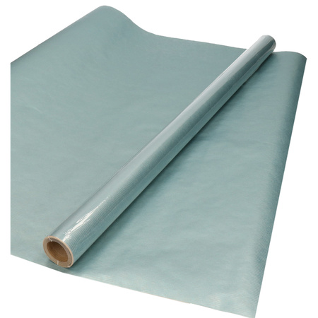 Pakket van 8x rollen Kraft inpakpapier/kaftpapier blauw en zilver 200 x 70 cm
