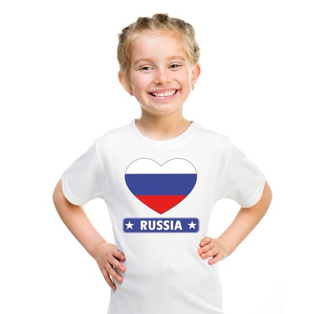 Russische vlag in hartje shirt wit kind