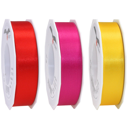 Luxery satin ribbon 2.5cm x 25m - 3x mix colours