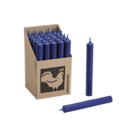 Set van 25x donkerblauwe kaarsen/dinerkaarsen 18 cm 7-8 branduren