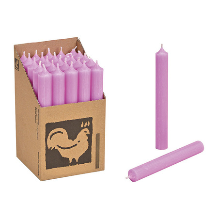 Set van 25x lila paarse kaarsen/dinerkaarsen 18 cm 7-8 branduren