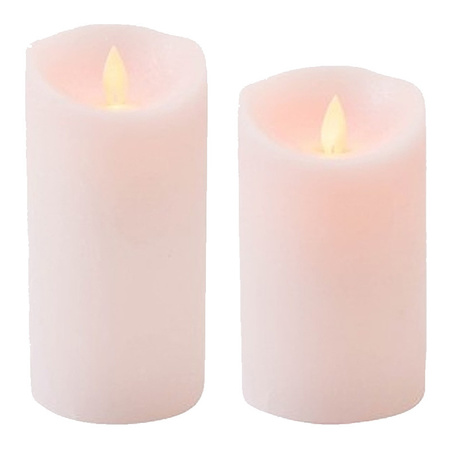 Set van 2x stuks Roze Led kaarsen met bewegende vlam