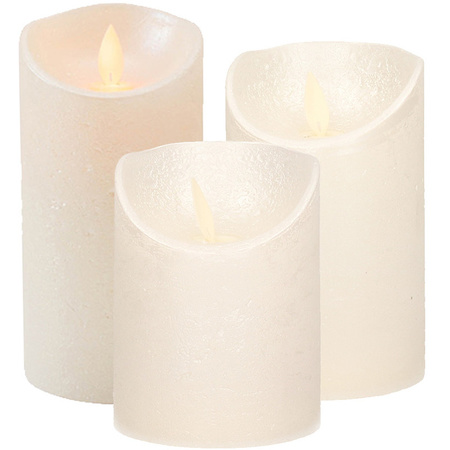 Set of 3x Pearl Led candles with moving flame