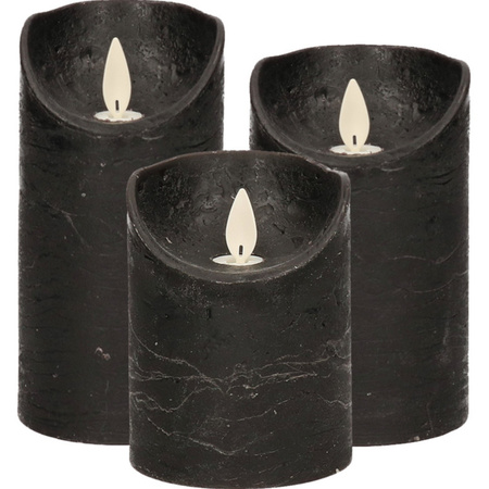 Set van 3x stuks Zwarte Led kaarsen met bewegende vlam