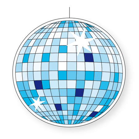 Seventies eighties disco thema hangende discobol decoratie blauw 28 cm