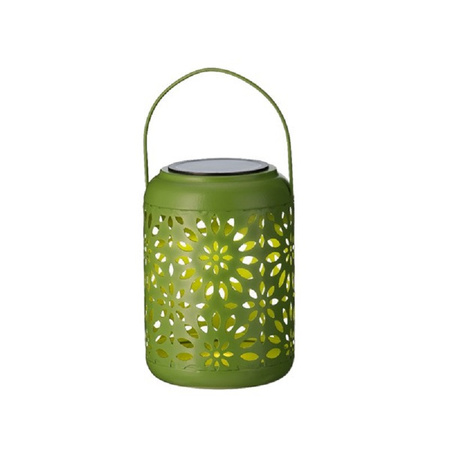 Outdoor green iron hanging lantern on solar energy 17 cm garden lighting