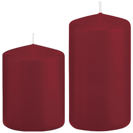 Stompkaarsen set van 2x stuks bordeaux rood 8 en 12 cm